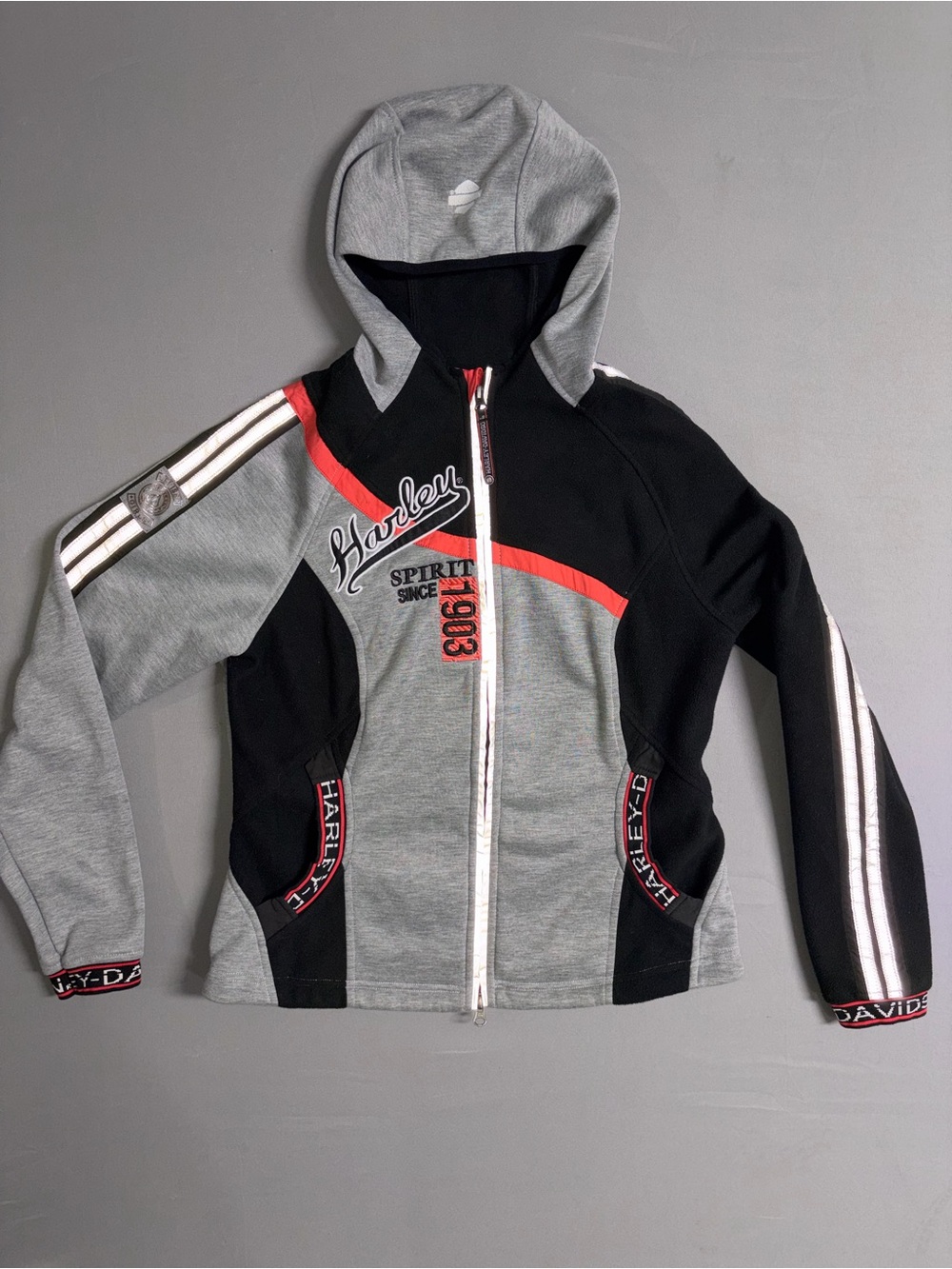 Harley-Davidson Grey, Black & Red Kids Hooded Zip Jacket OPEN TO OFFERS